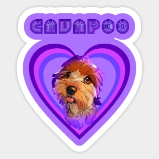 Cavapoo love (Purple rain) Sticker